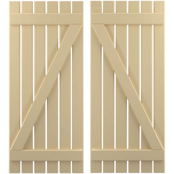 Ekena Millwork Americraft 6-Board (2 Batten) Wood Spaced Board-n-Batten Shutters w/ Z-Bar, ARW102SB623X77NTH, PR ARW102SB623X77NTH - main